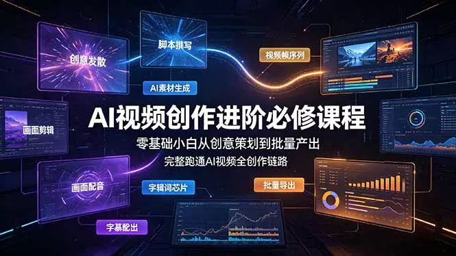 AI视频创作进阶必修课程：零基础小白从创意策划到批量产出，完整跑通AI视频全创作链路 - 来及网络