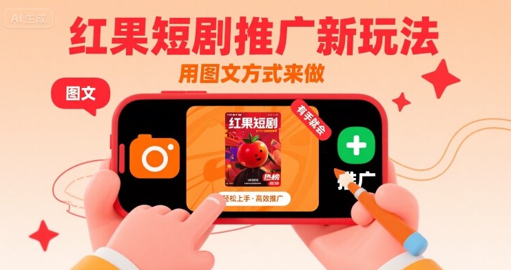 红果短剧推广新玩法，用图文方式来做，有手就会 - 来及网络