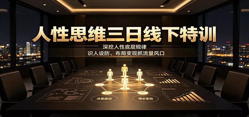 人性思维三日线下特训：深挖人性底层规律，识人设防、布局变现抓流量风口 - 来及网络
