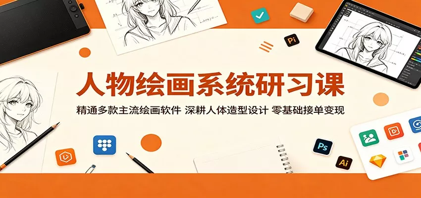 人物绘画系统研习课：精通多款主流绘画软件，深耕人体造型设计，零基础接单变现 - 来及网络