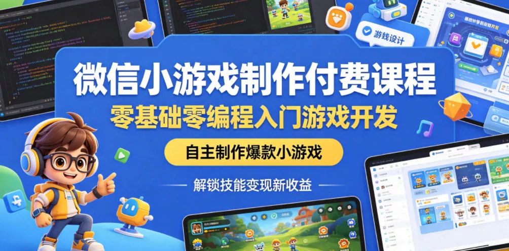 微信小游戏制作付费课程，零基础零编程入门游戏开发，自主制作爆款小游戏，解锁技能变现新收益 - 来及网络