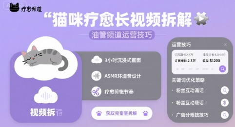 猫咪疗愈长视频拆解 &油管频道运营技巧 - 来及网络