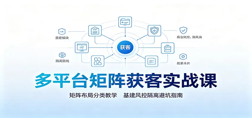 多平台矩阵获客实战课：矩阵布局分类教学，基建风控隔离避坑指南 - 来及网络