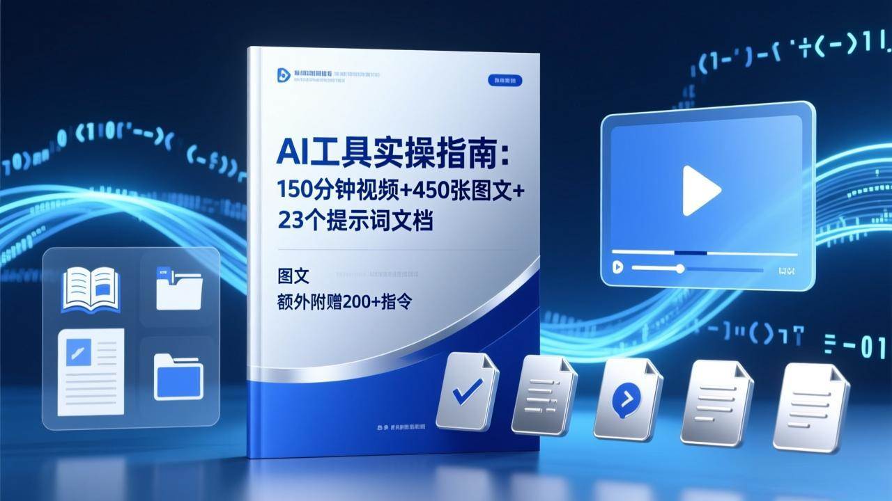 （17504期）AI工具实操指南：150分钟视频+450张图文+23个提示词文档，额外附赠200+指令 - 来及网络