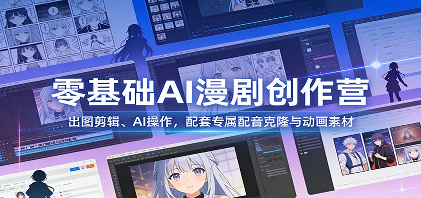 零基础AI漫剧创作营：出图剪辑、AI操作，配套专属配音克隆与动画素材 - 来及网络