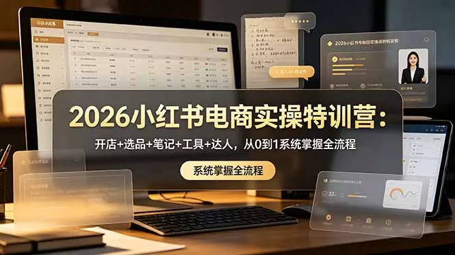 2026小红书电商实操特训营：开店+选品+笔记+工具+达人，从0到1系统掌握全流程 - 来及网络