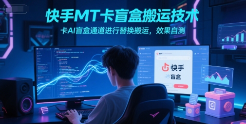 快手MT卡盲盒搬运技术，卡AI盲盒通道进行替换搬运，效果自测 - 来及网络