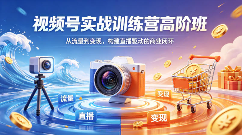 视频号实战训练营高阶班，从流量到变现，构建直播驱动的商业闭环(26年4月) - 来及网络