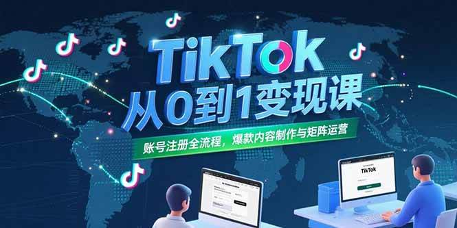 （15346期）TikTok从0到1变现课，账号注册全流程，爆款内容制作与矩阵运营 - 来及网络