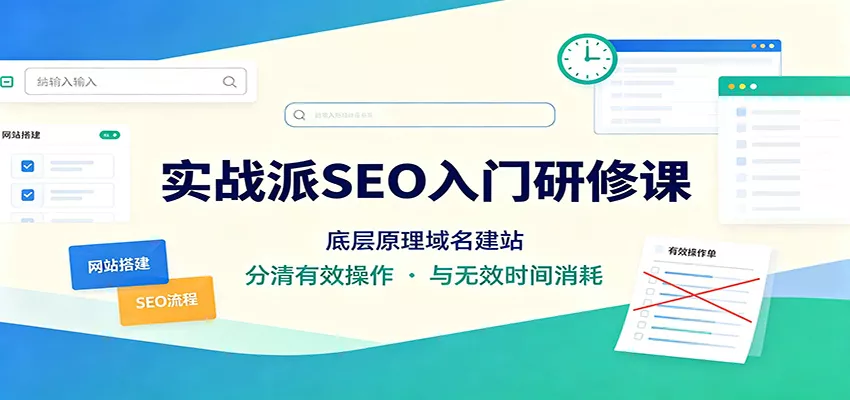 实战派SEO入门研修课：底层原理域名建站，分清有效操作与无效时间消耗 - 来及网络