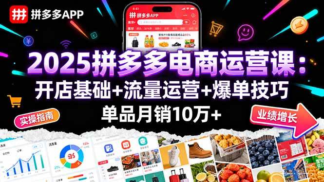 （16018期）2025拼多多电商运营课：开店基础+流量运营+爆单技巧，单品月销10万+ - 来及网络