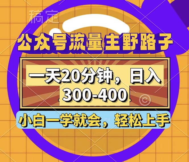 （12866期）公众号流量主野路子玩法，一天20分钟，日入300~400，小白一学就会 - 来及网络