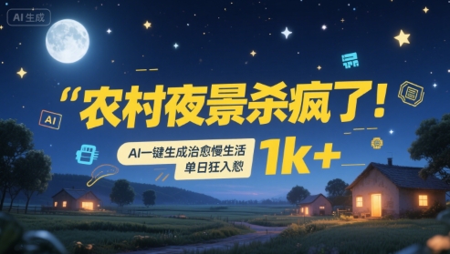 农村夜景杀疯了！AI一键生成治愈系慢生活，单日狂入1k+ - 来及网络