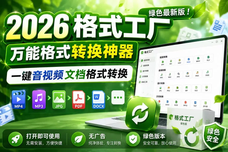 2026格式工厂绿色最新版！万能格式转换神器，一键音视频文档格式转换，打开即可使用，无广告绿色版本 - 来及网络