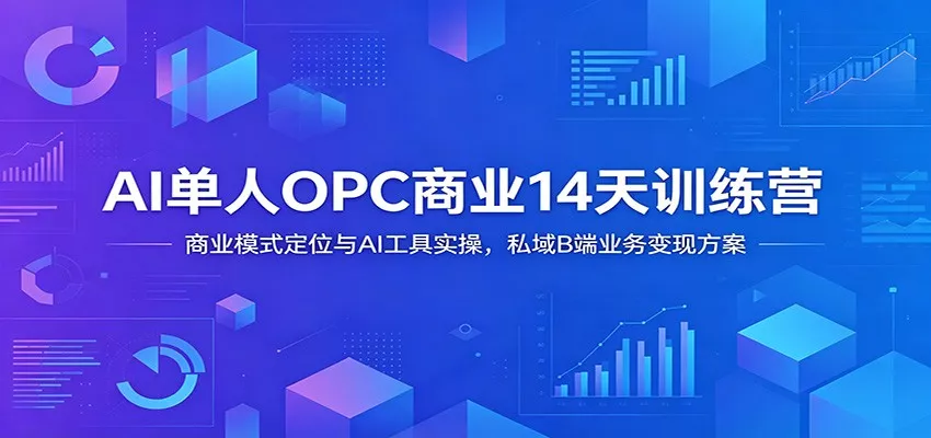 AI单人OPC商业14天训练营：商业模式定位与AI工具实操，私域B端业务变现方案 - 来及网络