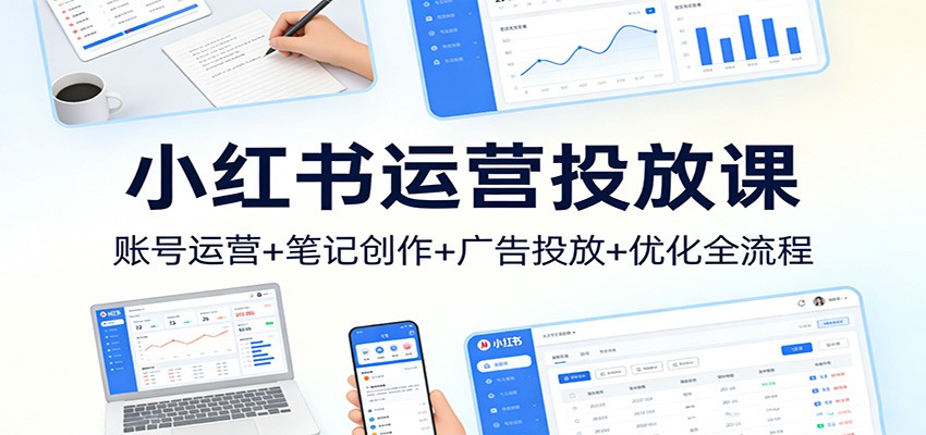 小红书运营投放课：账号运营+笔记创作+广告投放+优化全流程 - 来及网络