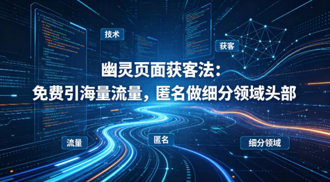 用懂技术！幽灵页面获客法：免费引海量流量，匿名做细分领域头部 - 来及网络