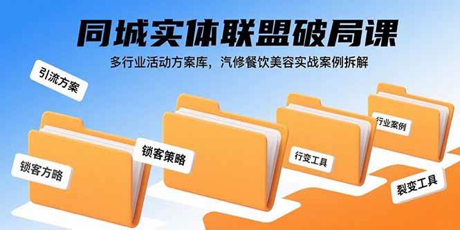 （15833期）同城实体联盟破局课，多行业活动方案库，汽修餐饮美容实战案例拆解 - 来及网络