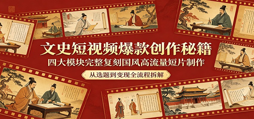文史短视频爆款创作秘籍：四大模块完整复刻国风高流量短片制作 - 来及网络