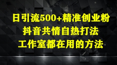 日引流500+精准创业粉，抖音共情自热打法，工作室都在用的方法 - 来及网络