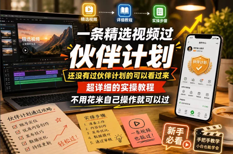 一条精选视频过伙伴计划，还没有过伙伴计划的可以看过来，超详细的实操教程，不用花米自己操作就可以过 - 来及网络
