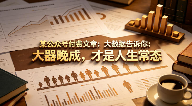 某公众号付费文章：大数据告诉你：大器晚成，才是人生常态 - 来及网络