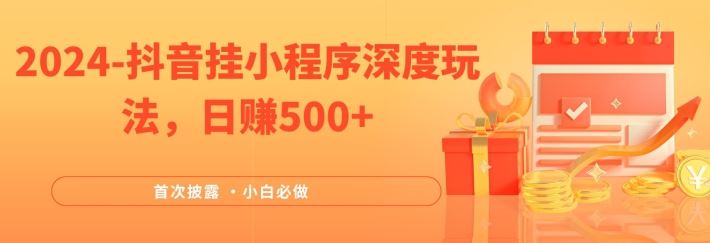 2024全网首次披露，抖音挂小程序深度玩法，日赚500+，简单、稳定，带渠道收入，小白必做【揭秘】 - 来及网络