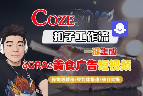 Coze扣子智能体工作流一键生成“SORA2美食广告“短视频，全流程保姆级教学 - 来及网络