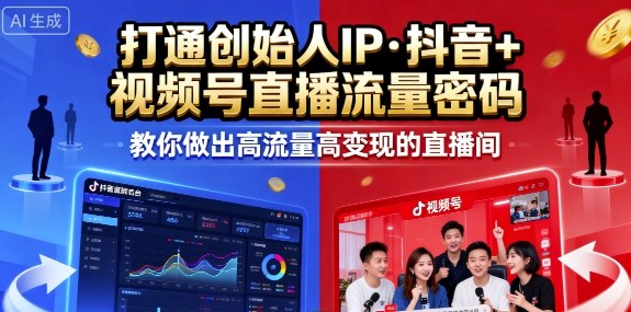 25年直播9-10两期线下课，打通创始人IP，抖音+视频号直播流量密码，教你做出高流量高变现的直播间 - 来及网络