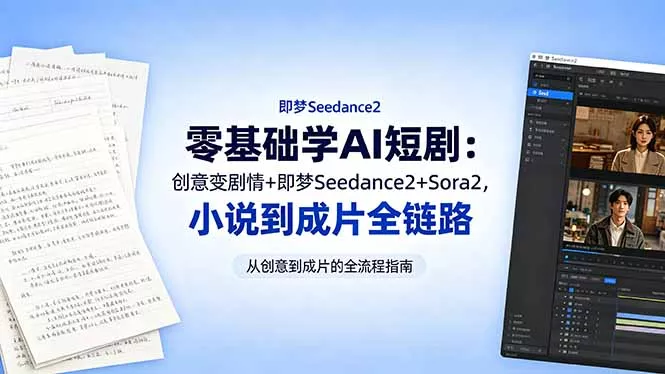 零基础学AI短剧：创意变剧情+即梦Seedance2+Sora2，小说到成片全链路 - 来及网络