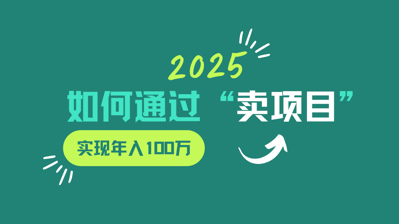 2025年如何通过“卖项目”实现年入100w - 来及网络
