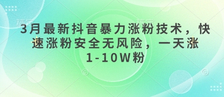 3月最新抖音暴力涨粉技术，快速涨粉安全无风险，一天涨1-10W粉 - 来及网络