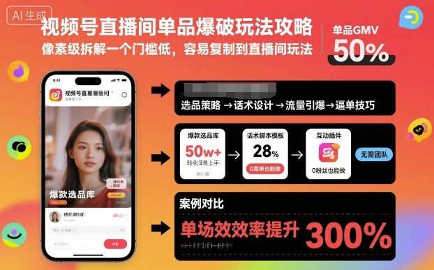 视频号直播间单品爆破玩法攻略，像素级拆解一个门槛低，容易复制到直播间玩法 - 来及网络