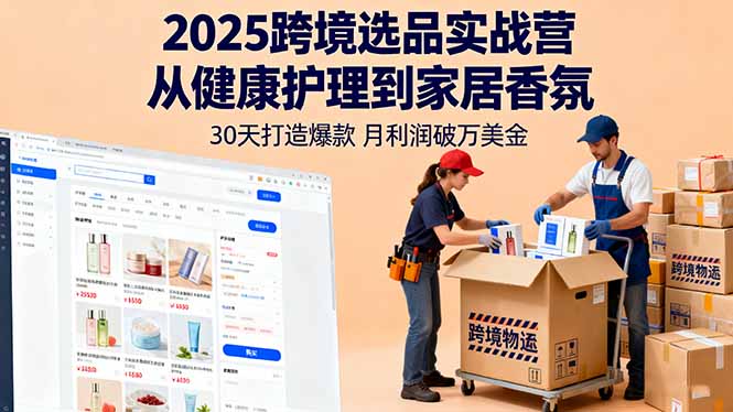 2025跨境选品实战营：从健康护理到家居香氛，30天打造爆款,月利润破万美金 - 来及网络