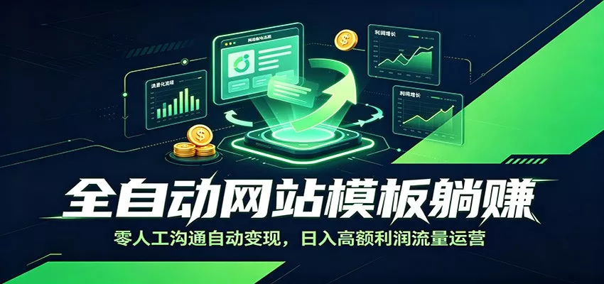 全自动网站模板躺赚：零人工沟通自动变现，日入高额利润流量运营 - 来及网络