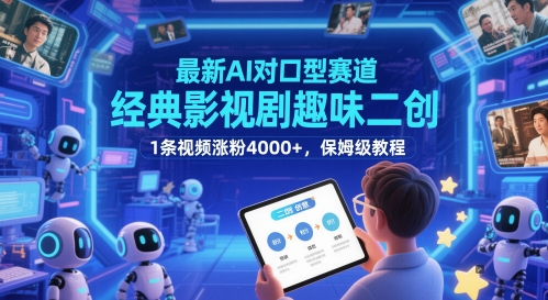 最新AI对口型赛道，经典影视剧趣味二创，1条视频涨粉4000+，保姆级教程 - 来及网络