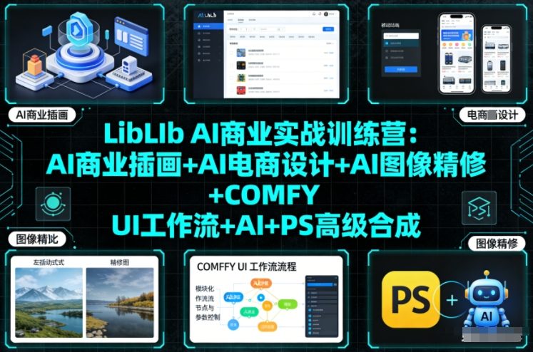 LibLIb AI商业实战训练营：AI商业插画+AI电商设计+AI图像精修+COMFY UI工作流+AI+PS高级合成 - 来及网络