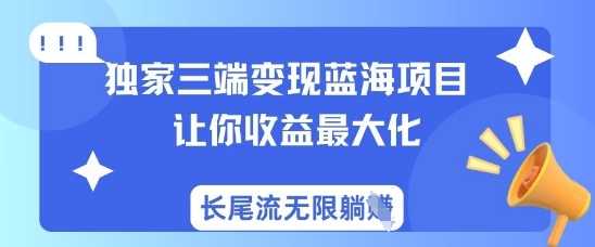 独家三端变现蓝海项目，让你收益最大化，长尾流无限躺挣 - 来及网络