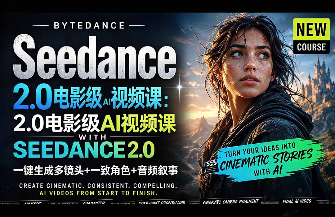 Seedance 2.0电影级AI视频课：一键生成多镜头+一致角色+音频叙事 - 来及网络