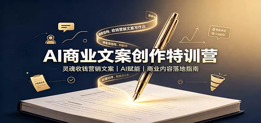 AI商业文案创作特训营：灵魂收钱营销文案，AI赋能，商业内容落地指南 - 来及网络