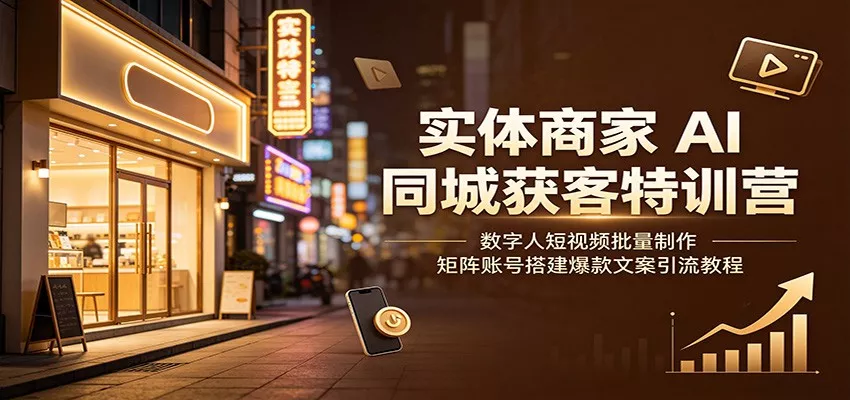 实体商家AI同城获客特训营：数字人短视频批量制作，矩阵账号搭建爆款文案引流教程 - 来及网络