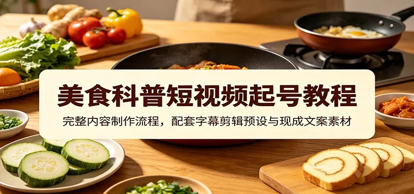 美食科普短视频起号教程：完整内容制作流程，配套字幕剪辑预设与现成文案素材 - 来及网络