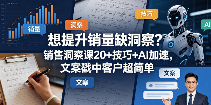 想提升销量缺洞察？销售洞察课20+技巧+AI加速，文案戳中客户超简单【原创双语字幕】 - 来及网络