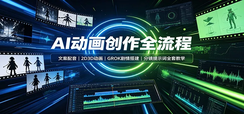 AI动画创作全流程：文案配音，2D3D动画，GROK剧情搭建，分镜提示词全套教学 - 来及网络