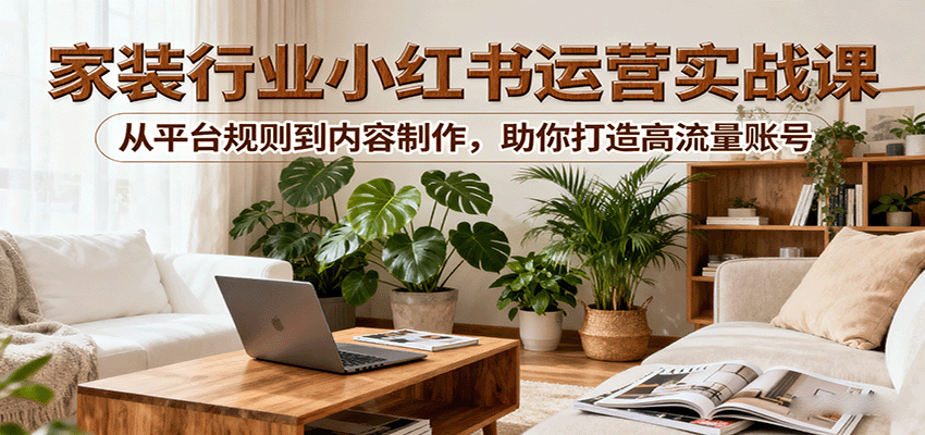小红书家装行业运营实战课：从平台规则到内容制作，助你打造高流量账号 - 来及网络