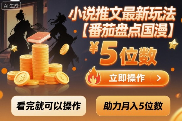 小说推文最新玩法，助力月入5位数【番茄盘点国漫】玩法，看完就可以操作 - 来及网络