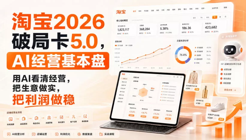 智篆商业-淘宝2026破局卡5.0，AI经营基本盘，用AI看清经营，把生意做实，把利润做稳 - 来及网络