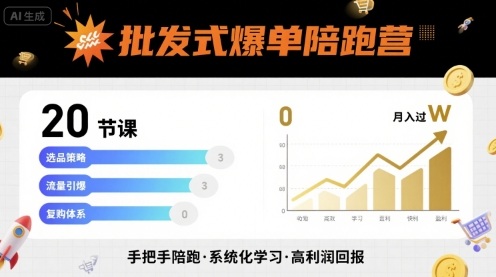 批发式爆单陪跑营，20节课带你实现批发式爆单，带你经松月入过W - 来及网络