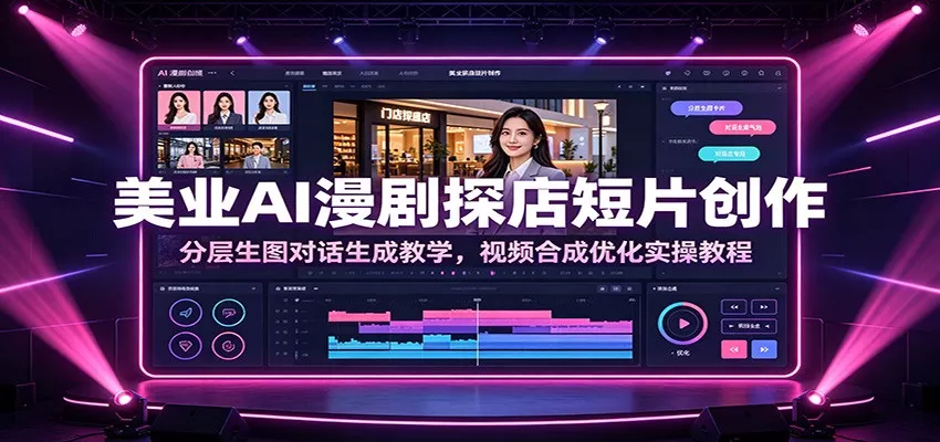 美业AI漫剧探店短片创作：分层生图对话生成教学，视频合成优化实操教程 - 来及网络