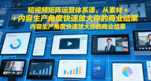 短视频矩阵运营体系课，从素材+内容生产角度快速放大你的商业结果 - 来及网络